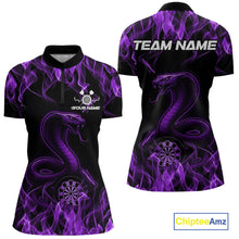 Load image into Gallery viewer, Custom Black And Purple Flame Cobra Snake Dart Women Shirts, Dart League Shirt IPHW10769