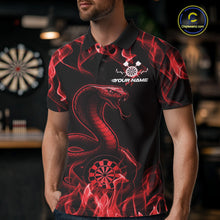 Load image into Gallery viewer, Custom Black And Red Flame Cobra Snake Dart Men Shirts, Dart League Shirt IPHW10770