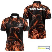 Load image into Gallery viewer, Custom Black And Orange Flame Cobra Snake Dart Men Shirts, Dart League Shirt IPHW10771