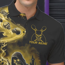 Load image into Gallery viewer, Black And Yellow Grim Reaper Custom Halloween Bowling Team Men Polo Shirts, Bowlers Outfit IPHW8894