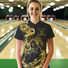 Load image into Gallery viewer, Black And Yellow Grim Reaper Custom Halloween Bowling Team Women Quarter-Zip Shirts Outfit IPHW8894