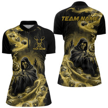 Load image into Gallery viewer, Black And Yellow Grim Reaper Custom Halloween Bowling Team Women Quarter-Zip Shirts Outfit IPHW8894