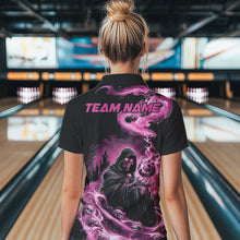 Load image into Gallery viewer, Black And Pink Grim Reaper Custom Halloween Bowling Team Women Quarter-Zip Shirts Outfit IPHW8895