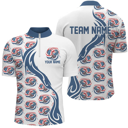 Custom American Flag Patriotic Pickleball Polo Shirts For Men, Us Flag Pickleball Jerseys IPHW6937