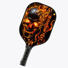 Load image into Gallery viewer, Black And Orange Flame Skull Custom Pickleball Paddle, Halloween Pickleball Paddles Gifts Pickleball Rackets IPHW7490