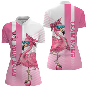 Cute Funny Pink Flamingo Custom Women's Bowling Shirts, Slay Bowling Team Uniform Outfits IPHW7731