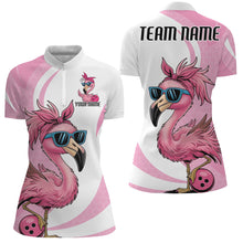 Load image into Gallery viewer, Cute Slay Pink Flamingo Custom Funny Bowling Shirts For Women, Flamingo Bowling Team Outfits IPHW7735