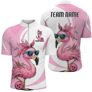 Cute Slay Pink Flamingo Custom Funny Bowling Shirts For Men, Flamingo Bowling Team Outfits IPHW7735