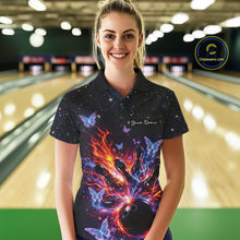 Load image into Gallery viewer, Custom Colorful Galaxy Butterfly Bowling Women Polo Shirt, Flame Bowling Team Jerseys IPHW11007