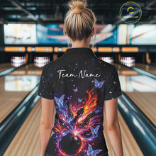 Load image into Gallery viewer, Custom Colorful Galaxy Butterfly Bowling Women Polo Shirt, Flame Bowling Team Jerseys IPHW11007