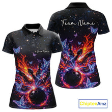 Load image into Gallery viewer, Custom Colorful Galaxy Butterfly Bowling Women Polo Shirt, Flame Bowling Team Jerseys IPHW11007