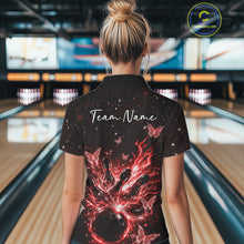 Load image into Gallery viewer, Custom Red Galaxy Butterfly Bowling Women Quarter-Zip Shirt, Flame Bowling Team Jerseys IPHW11008