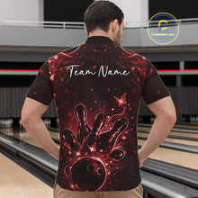 Load image into Gallery viewer, Custom Dreamy Red Butterfly Men Bowling Quarter-Zip Shirt, Bowling Team Outfit IPHW11017
