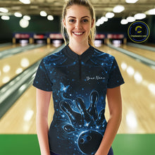 Load image into Gallery viewer, Custom Dreamy Blue Butterfly Women Bowling Quarter-Zip Shirt, Bowling Team Outfit IPHW11018