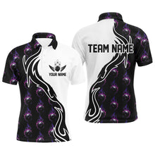 Load image into Gallery viewer, Purple Flame Bowling Ball Men&#39;S Bowling Polo Shirt, Custom Bowling Jerseys With Team Name IPHW6947
