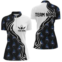 Load image into Gallery viewer, Blue Flame Bowling Ball Women&#39;S Bowling Polo Shirt, Custom Bowling Jerseys With Team Name IPHW6948