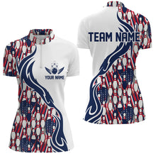 Load image into Gallery viewer, Custom Patriotic Bowling Shirts For Women, Personalized Bowling Team Shirts IPHW6953