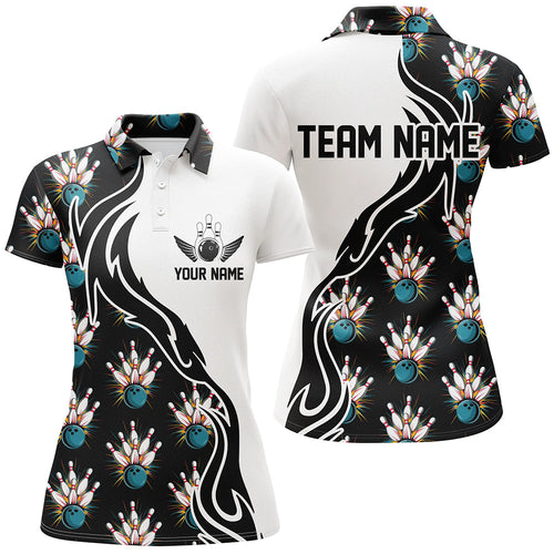 Strike Bowling Custom Polo Shirts For Women And WoWomen, Personalized Bowling Team Shirts IPHW6954