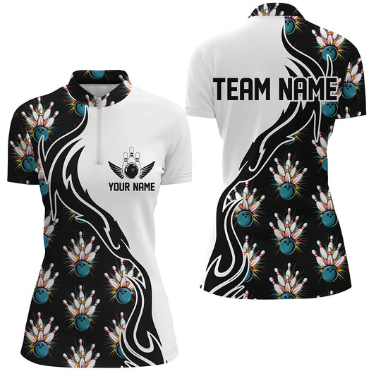 Strike Bowling Custom Polo Shirts For Women And WoWomen, Personalized Bowling Team Shirts IPHW6954