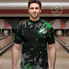 Load image into Gallery viewer, Custom Black And Green Splatter Camo Bowling Team Quarter-Zip Shirts For Men IPHW10796