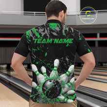 Load image into Gallery viewer, Custom Black And Green Splatter Camo Bowling Team Quarter-Zip Shirts For Men IPHW10796