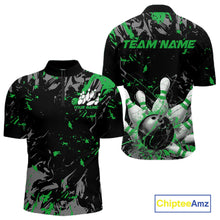 Load image into Gallery viewer, Custom Black And Green Splatter Camo Bowling Team Quarter-Zip Shirts For Men IPHW10796