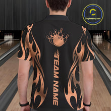 Load image into Gallery viewer, Custom Rose Gold Tribal Flame Men Bowling Polo Shirt, Bowling Tournament Shirt IPHW11288