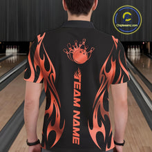 Load image into Gallery viewer, Custom Ember Red Tribal Flame Men Bowling Polo Shirt, Bowling Tournament Shirt IPHW11289