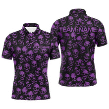 Load image into Gallery viewer, Custom Black And Purple Skull Halloween Bowling Shirts For Men, Halloween Outfits For Bowlers IPHW7165