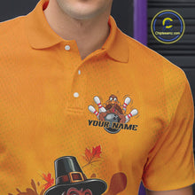 Load image into Gallery viewer, Custom Funny Thanksgiving Turkey Bowling Polo Shirts For Men, Thanksgiving Bowler Outfit IPHW9724