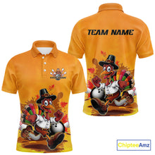 Load image into Gallery viewer, Custom Funny Thanksgiving Turkey Bowling Polo Shirts For Men, Thanksgiving Bowler Outfit IPHW9724