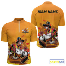 Load image into Gallery viewer, Custom Funny Thanksgiving Turkey Bowling Quarter-Zip Shirts For Men, Thanksgiving Bowler Outfit IPHW9724