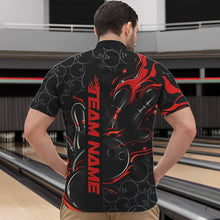 Load image into Gallery viewer, Custom Black And Red Flame Strike Bowling Team Quarter-Zip Shirts For Men, Strike Bowling Jerseys IPHW8610