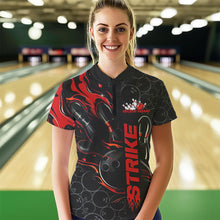 Load image into Gallery viewer, Custom Black And Red Flame Strike Bowling Team Womens Quarter-Zip Shirt, Bowling Jerseys IPHW8610