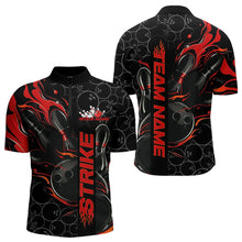 Load image into Gallery viewer, Custom Black And Red Flame Strike Bowling Team Quarter-Zip Shirts For Men, Strike Bowling Jerseys IPHW8610