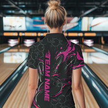 Load image into Gallery viewer, Custom Black And Pink Flame Strike Bowling Team Womens Polo Shirt, Strike Bowling Jerseys IPHW8613