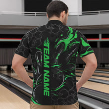 Load image into Gallery viewer, Custom Black And Green Flame Strike Bowling Team Quarter-Zip Shirts For Men, Strike Bowling Jerseys IPHW8615