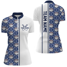 Load image into Gallery viewer, Blue Argyle Custom Bowling Polo Shirts For Women, Custom Bowling Uniforms IPHW6964