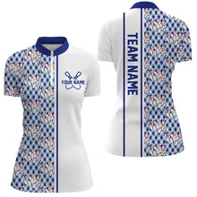 Load image into Gallery viewer, Blue Argyle Custom Bowling Polo Shirts For Women, Custom Bowling Uniforms IPHW6965