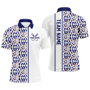 Blue Argyle Custom Bowling Polo Shirts For Men And Women, Custom Bowling Uniforms IPHW6966