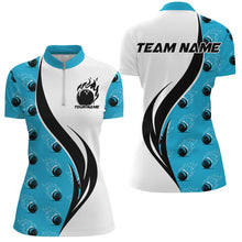 Load image into Gallery viewer, Custom Flame Bowling Polo Shirts For Women, Bowling Team Uniforms With Name | Blue IPHW6974