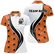 Load image into Gallery viewer, Custom Flame Bowling Polo Shirts For Women, Bowling Team Uniforms With Name | Orange IPHW6976