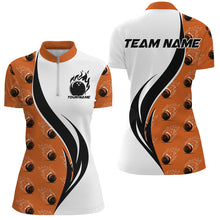Load image into Gallery viewer, Custom Flame Bowling Polo Shirts For Women, Bowling Team Uniforms With Name | Orange IPHW6976