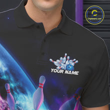 Load image into Gallery viewer, Custom Galaxy Bowling Men Polo Shirts, Holographic Bowling Jersey Bowling League Shirt IPHW9501