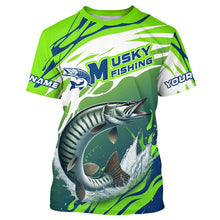 Load image into Gallery viewer, Musky Fishing Custom Long Sleeve Fishing Shirts, Muskie Fishing Tournament Shirts Fishing Jerseys IPHW7181