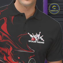 Load image into Gallery viewer, Custom Black And Red Camo Flame Bowling Team Polo Shirts For Men, Bowling Jerseys IPHW9877