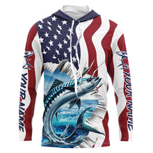 Load image into Gallery viewer, Custom American Flag King Mackerel Long Sleeve Fishing Shirts, Patriotic Kingfish Fishing Jerseys IPHW6608