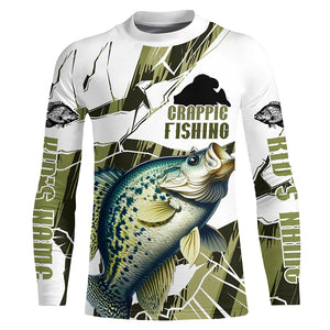 Crappie Fishing Custom Long Sleeve Tournament Shirts, Fishing Camo Crappie Fisherman Jerseys IPHW6454