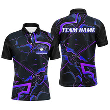 Load image into Gallery viewer, Blue And Purple Custom Bowling Team Shirts For Men And Women, Bowling Tournament Outfits IPHW6469