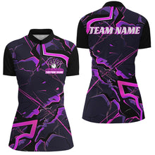 Load image into Gallery viewer, Pink And Purple Custom Bowling Team Shirts For Women, Bowling Tournament Outfits IPHW6470